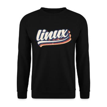 Linux-| Retro Vintage Logo - Unisex Pullover - Schwarz - Vorne - Alina (178cm) & Michal (187cm)