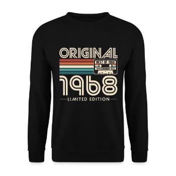 Né en 1968 Vintage Anniversaire Rétro - Sweat-shirt Unisexe - noir - Devant - Alina (178cm) & Michal (187cm)