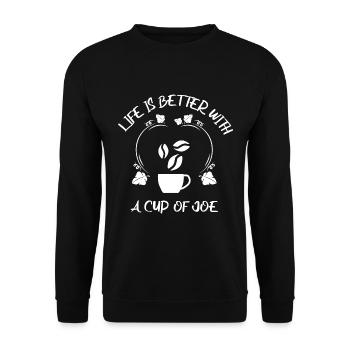 Café Espresso Café - Sweat-shirt Unisexe - noir - Devant - Alina (178cm) & Michal (187cm)