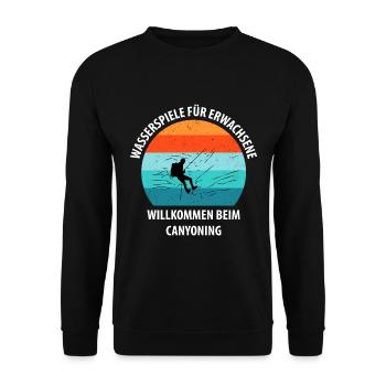 Canyoning Bergsteigen Klettern Wandern Berge - Unisex Pullover - Schwarz - Vorne - Alina (178cm) & Michal (187cm)