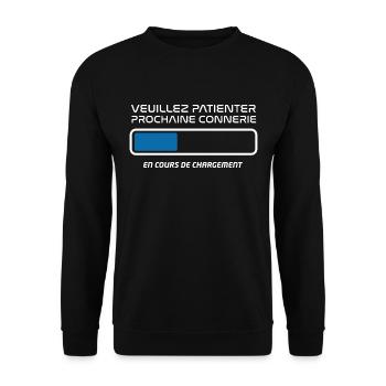 t-shirt téléchargement connerie - Sweat-shirt Unisexe - noir - Devant - Alina (178cm) & Michal (187cm)