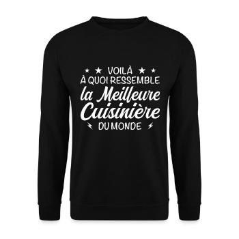 Meilleure cuisinière au monde - Idée cadeau - Sweat-shirt Unisexe - noir - Devant - Alina (178cm) & Michal (187cm)