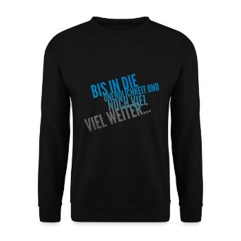 Bis In Die Unendlichkeit Geschenkidee - Unisex Pullover - Schwarz - Vorne - Alina (178cm) & Michal (187cm)