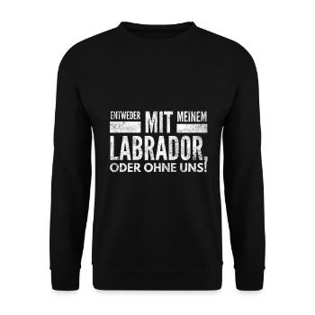 Labrador Hunde Haustier Pfote Hundeliebe Geschenk - Unisex Pullover - Schwarz - Vorne - Alina (178cm) & Michal (187cm)