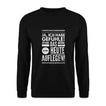 DJ Deejay Musik Techno Music Turntable Geschenk - Unisex Pullover - Schwarz - Vorne - Alina (178cm) & Michal (187cm)