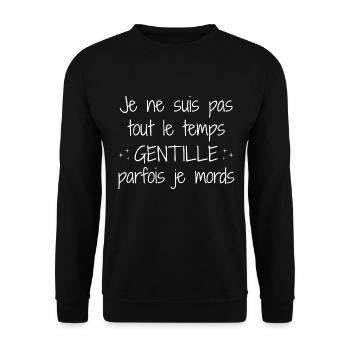 Je Ne Suis Pas Tout Le Temps Gentille Humour - Sweat-shirt Unisexe - noir - Devant - Alina (178cm) & Michal (187cm)