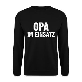 Opa Im Einsatz - Unisex Pullover - Schwarz - Vorne - Alina (178cm) & Michal (187cm)