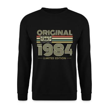 Original 1984 Vintage Vintage Birthday Retro - Sweat-shirt Unisexe - noir - Devant - Alina (178cm) & Michal (187cm)