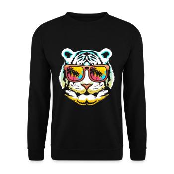 Weißer Tiger - Unisex Pullover - Schwarz - Vorne - Alina (178cm) & Michal (187cm)