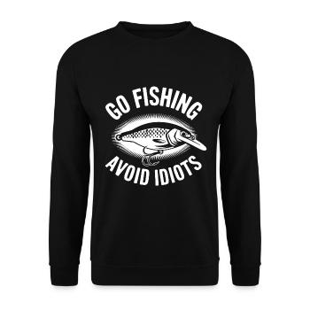 Go fishing, avoid people, rest by the water - Unisex Sweatshirt - black - Front - Alina (178cm) & Michal (187cm)