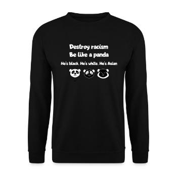 Panda Pandabär gegen Rassismus Antisemitismus - Unisex Pullover - Schwarz - Vorne - Alina (178cm) & Michal (187cm)