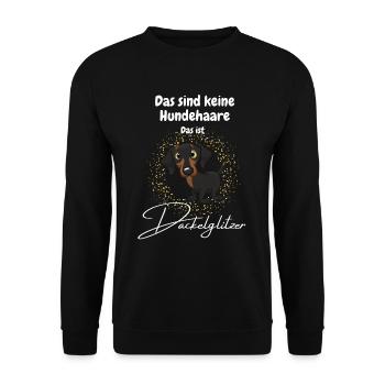 Dackel Hundehaare Lustig Hund Geschenk Humor - Unisex Pullover - Schwarz - Vorne - Alina (178cm) & Michal (187cm)