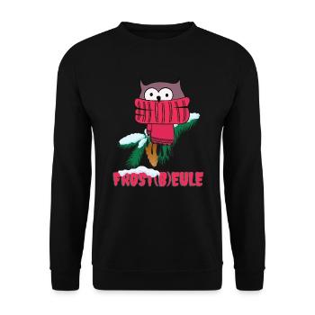 Frost Eule Frostbeule Lustig Winter Spaß Humor - Unisex Pullover - Schwarz - Vorne - Alina (178cm) & Michal (187cm)