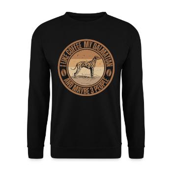Café dalmate Café Pour chiens - Sweat-shirt Unisexe - noir - Devant - Alina (178cm) & Michal (187cm)