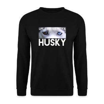 Husky - Unisex Sweatshirt - black - Front - Alina (178cm) & Michal (187cm)