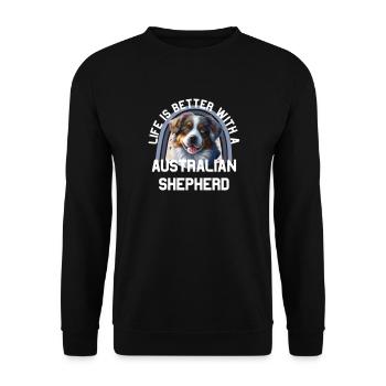 Australian Shepherd - Unisex Sweatshirt - black - Front - Alina (178cm) & Michal (187cm)