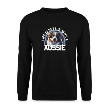 Australian Shepherd - Unisex Sweatshirt - black - Front - Alina (178cm) & Michal (187cm)