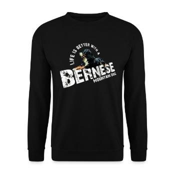 Berner Sennenhund - Unisex Pullover - Schwarz - Vorne - Alina (178cm) & Michal (187cm)