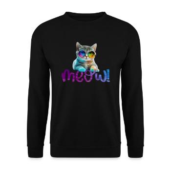 Katze - Miauen - Unisex Pullover - Schwarz - Vorne - Alina (178cm) & Michal (187cm)