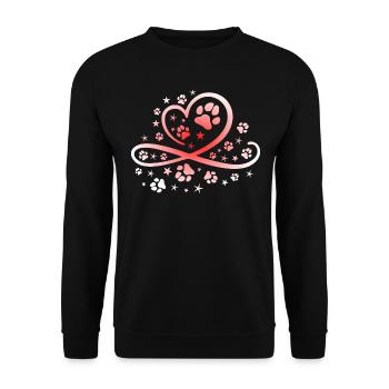 Herz mit Pfötchen und Sternen - Unisex Pullover - Schwarz - Vorne - Alina (178cm) & Michal (187cm)