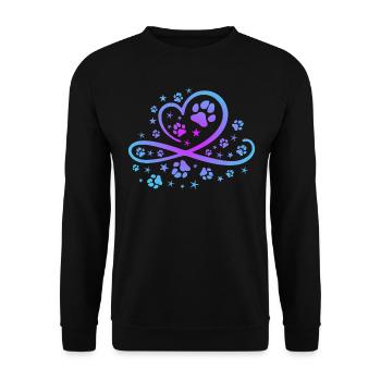 Herz mit Pfötchen und Sternen - Unisex Pullover - Schwarz - Vorne - Alina (178cm) & Michal (187cm)