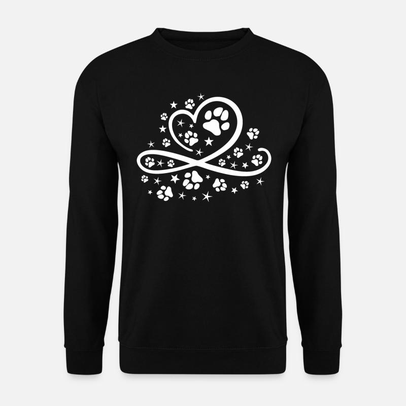 Herz mit Pfötchen und Sternen - Unisex Pullover - Schwarz