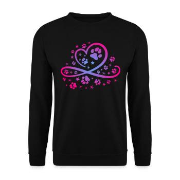 Herz mit Pfötchen und Sternen - Unisex Pullover - Schwarz - Vorne - Alina (178cm) & Michal (187cm)