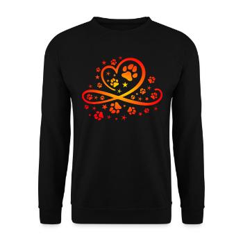 Herz mit Pfötchen und Sternen - Unisex Pullover - Schwarz - Vorne - Alina (178cm) & Michal (187cm)