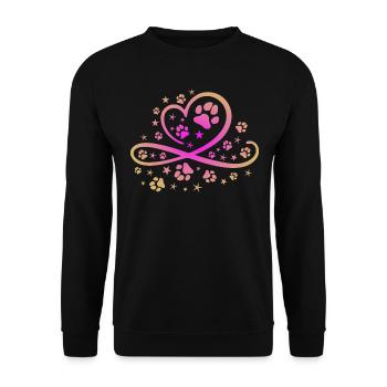 Herz mit Pfötchen und Sternen - Unisex Pullover - Schwarz - Vorne - Alina (178cm) & Michal (187cm)