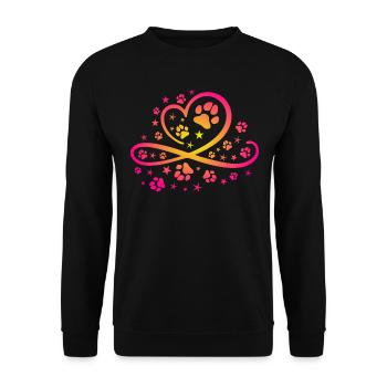 Herz mit Pfötchen und Sternen - Unisex Pullover - Schwarz - Vorne - Alina (178cm) & Michal (187cm)