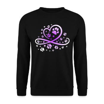 Herz mit Pfötchen und Sternen - Unisex Pullover - Schwarz - Vorne - Alina (178cm) & Michal (187cm)