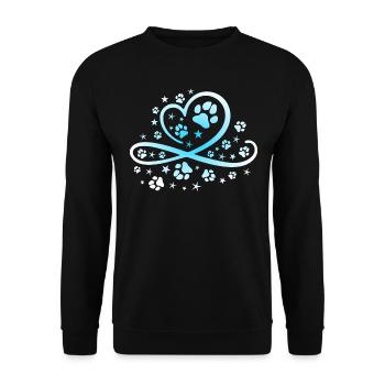 Herz mit Pfötchen und Sternen - Unisex Pullover - Schwarz - Vorne - Alina (178cm) & Michal (187cm)