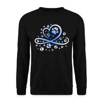 Herz mit Pfötchen und Sternen - Unisex Pullover - Schwarz - Vorne - Alina (178cm) & Michal (187cm)