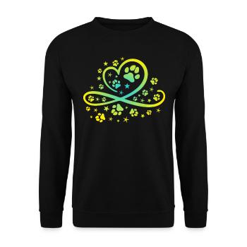 Herz mit Pfötchen und Sternen - Unisex Pullover - Schwarz - Vorne - Alina (178cm) & Michal (187cm)