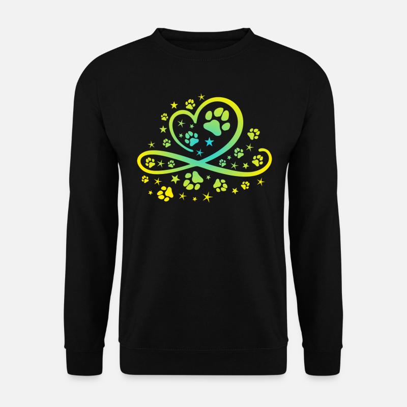 Herz mit Pfötchen und Sternen - Unisex Pullover - Schwarz
