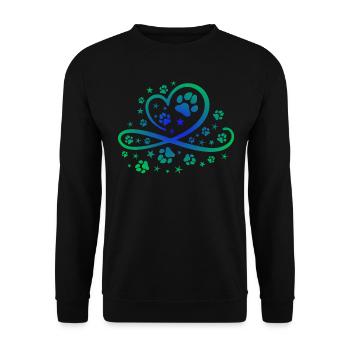 Herz mit Pfötchen und Sternen - Unisex Pullover - Schwarz - Vorne - Alina (178cm) & Michal (187cm)