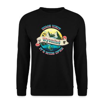 Come visit Wyoming - Unisex Pullover - Schwarz - Vorne - Alina (178cm) & Michal (187cm)