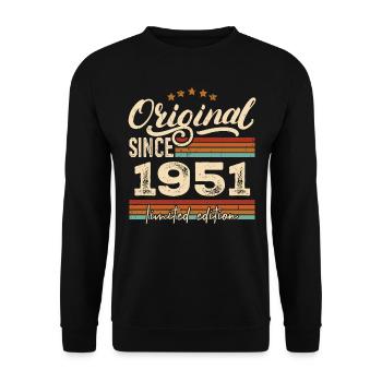 Original 1951 Jahrgang - 1951 Geburtstagsgeschenk - Unisex Pullover - Schwarz - Vorne - Alina (178cm) & Michal (187cm)