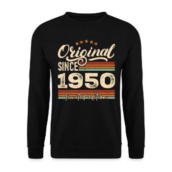 Original 1950er Jahre Vintage - 1950er Jahre Geburtstagsgeschenk - Unisex Pullover - Schwarz - Vorne - Alina (178cm) & Michal (187cm)
