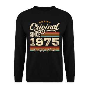 Original 1975 Jahrgang - 1975 Geburtstagsgeschenk - Unisex Pullover - Schwarz - Vorne - Alina (178cm) & Michal (187cm)