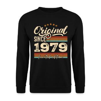 Original 1979 Jahrgang - 1979 Geburtstagsgeschenk - Unisex Pullover - Schwarz - Vorne - Alina (178cm) & Michal (187cm)