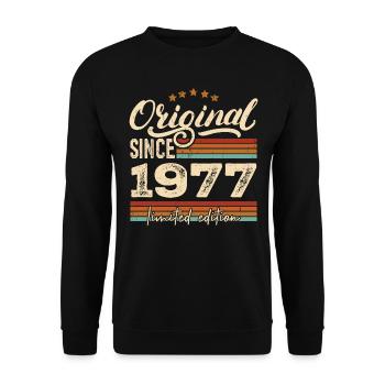Original 1977 Vintage - Cadeau D’anniversaire 1977 - Sweat-shirt Unisexe - noir - Devant - Alina (178cm) & Michal (187cm)
