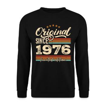 Original 1976 Jahrgang - 1976 Geburtstagsgeschenk - Unisex Pullover - Schwarz - Vorne - Alina (178cm) & Michal (187cm)