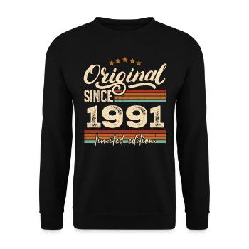 Original 1991 Jahrgang - 1991 Geburtstagsgeschenk - Unisex Pullover - Schwarz - Vorne - Alina (178cm) & Michal (187cm)