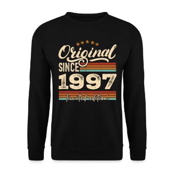 Original 1997 Jahrgang - 1997 Geburtstagsgeschenk - Unisex Pullover - Schwarz - Vorne - Alina (178cm) & Michal (187cm)