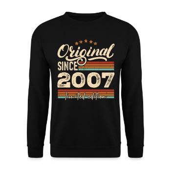 Original 2007 Jahrgang - 2007 Geburtstagsgeschenk - Unisex Pullover - Schwarz - Vorne - Alina (178cm) & Michal (187cm)