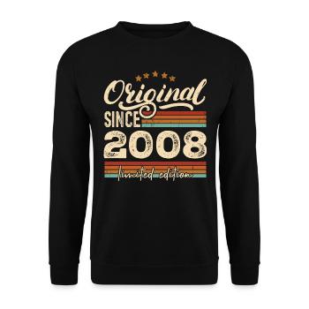 Original 2008 Jahrgang - 2008 Geburtstagsgeschenk - Unisex Pullover - Schwarz - Vorne - Alina (178cm) & Michal (187cm)