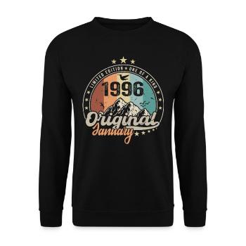 Vintage rétro janvier 1996 cadeau d anniversaire - Sweat-shirt Unisexe - noir - Devant - Alina (178cm) & Michal (187cm)