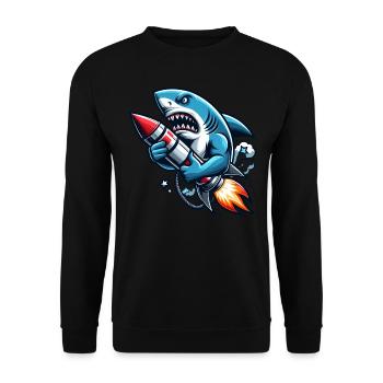 Rocket Shark veut nager plus vite - Sweat-shirt Unisexe - noir - Devant - Alina (178cm) & Michal (187cm)