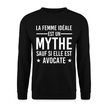 Femme Idéale est Avocate - Cadeau Humour Avocate - Sweat-shirt Unisexe - noir - Devant - Alina (178cm) & Michal (187cm)